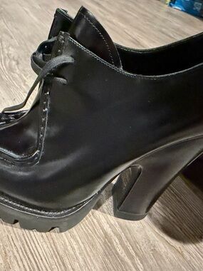 Prada Black Lace-Up Platform Boots for Women